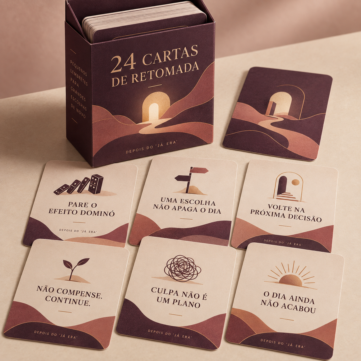 Cartas de retomada abertas sobre a mesa